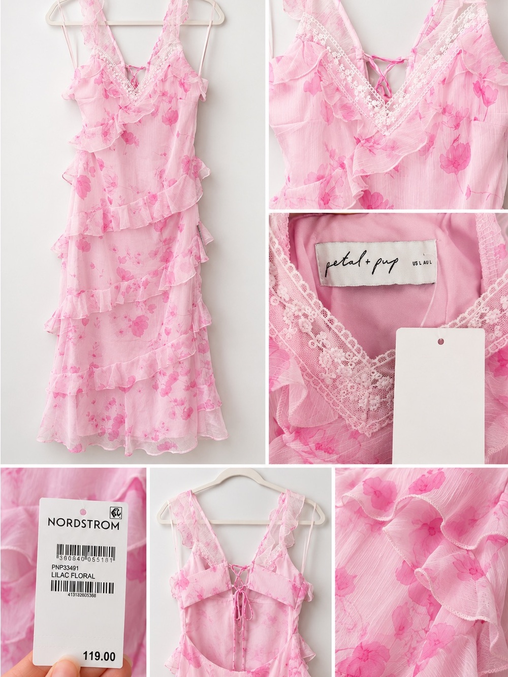 Petal & Pup Lilac Pink Floral Ruffle Slip Dress